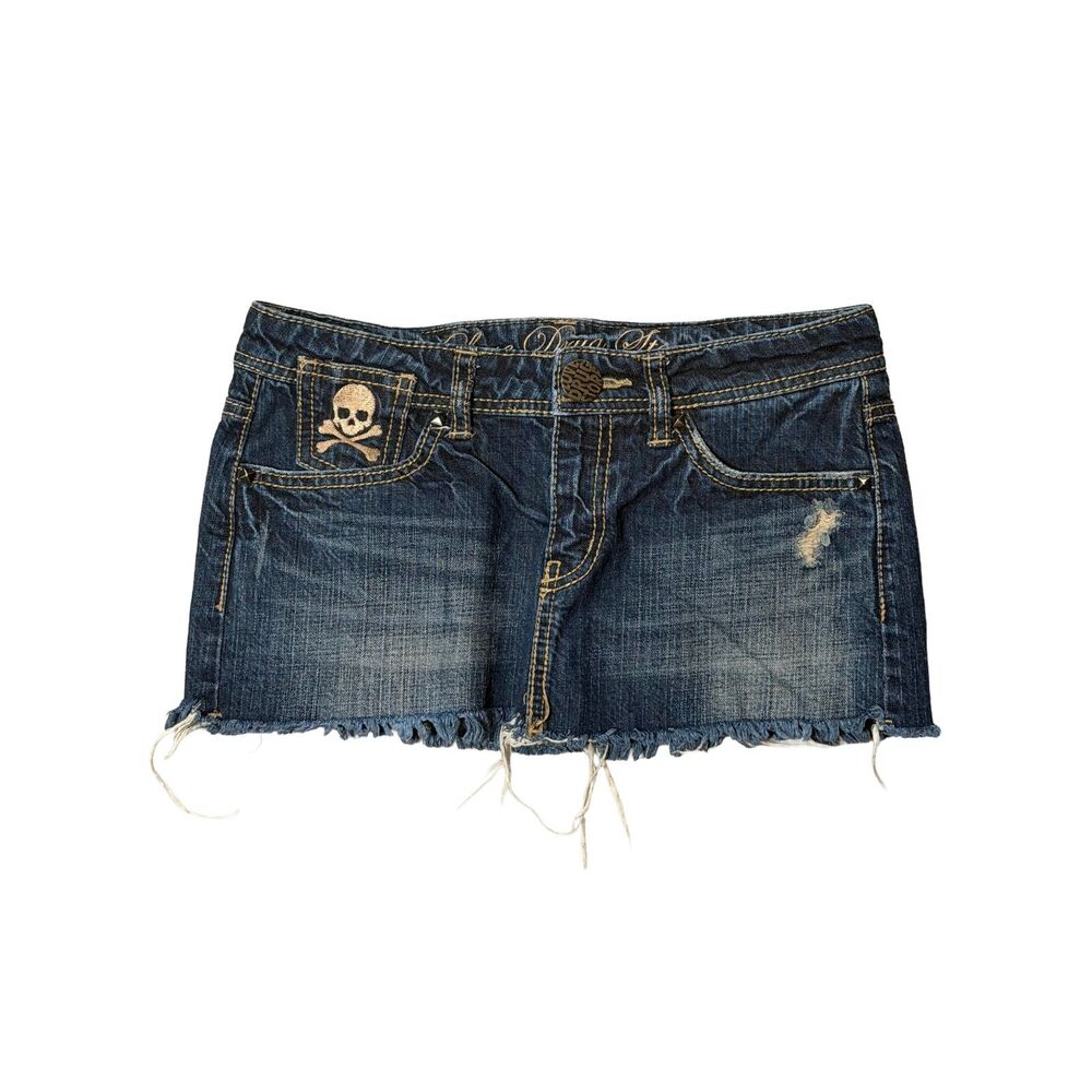 love drug store denim mini skirt